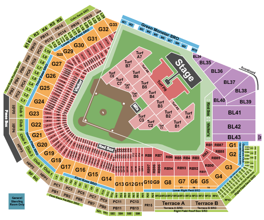 Fenway Park Green Day Seating Chart